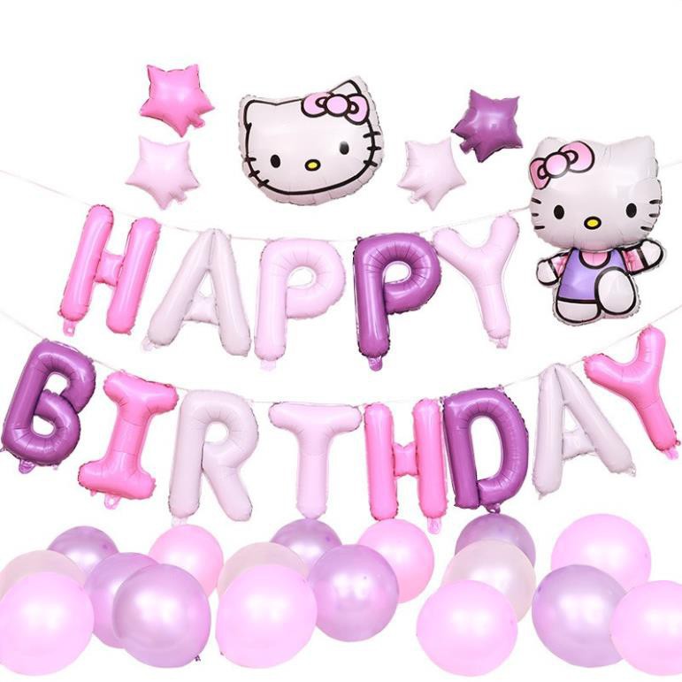 Set trang trí sinh nhật bé gái kitty ( Tặng keo dính) #TrangTriSinhNhat