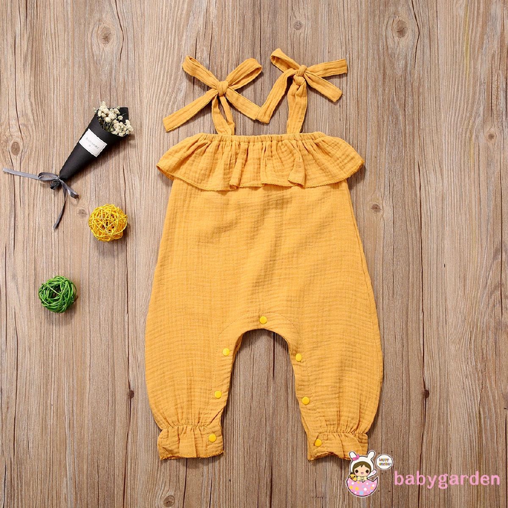 Jumpsuit Sát Nách Màu Trơn Cho Bé Gái