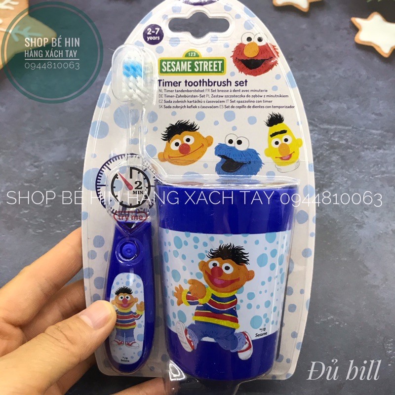 (Bill Đức) Bàn chải đánh răng trẻ em Sesame Street, bàn chải đánh răng cho bé từ 2-7 tuổi, có chế độ hẹn giờ 2 phút