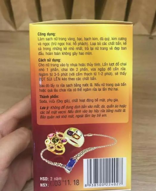 Nước rửa nữ trang Fizzing làm sạch nữ trang vàng bạc 35ml