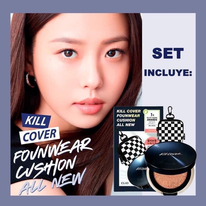 [Mẫu Mới-Auth] Set 3 Món Phấn Nước Clio Kill Cover Founwear Cushion All New