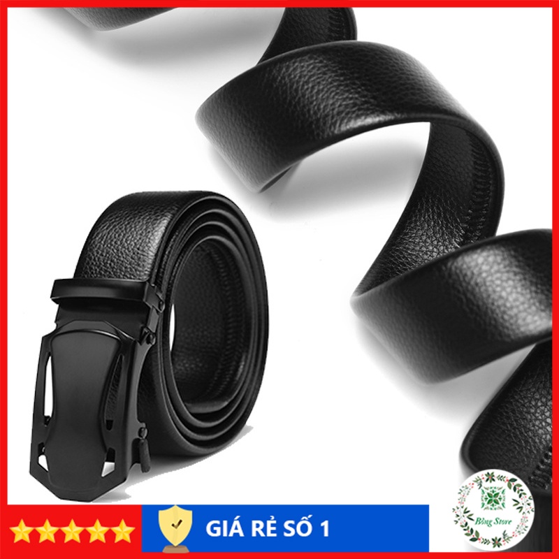 Thắt Lưng Nam Khóa Tự Động, Dây thắt Lưng Da Nam Cao Cấp Mặt Đen Trơn Sang Trọng TLĐT1