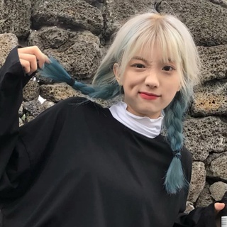 Tóc Giả Xoăn Lửng Màu Vàng Light Xanh Cao Cấp