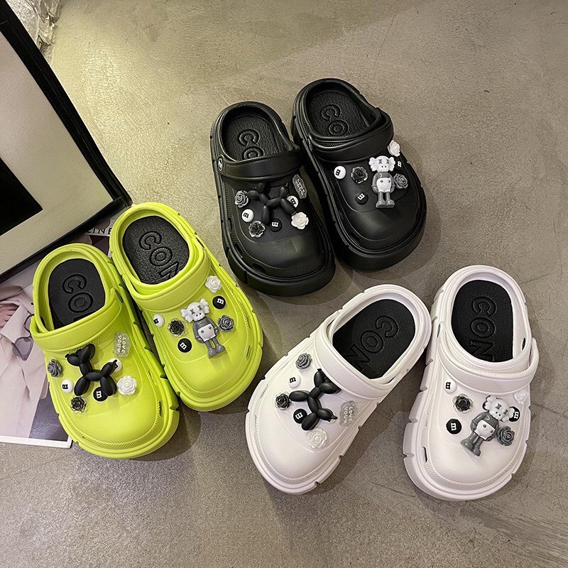 Dép sục cross đế 6cm nữ nam đi mưa , dép bánh mì mico cao cấp hàn quốc kèm hộp + sticker