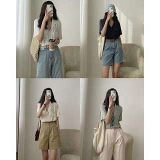 áo tơ cổ vest 2 túi 568