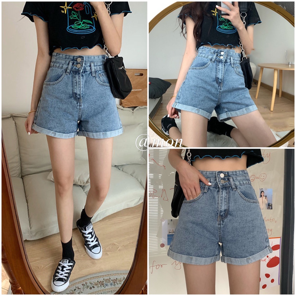 2101396 Quần short jeans ulzzang nữ phong cách hàn quốc basic