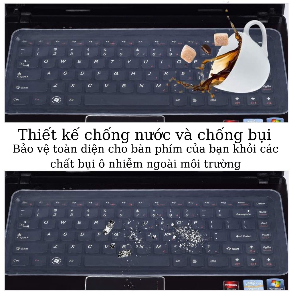 Miếng phủ bảo vệ bàn phím laptop 13 14 15.6 17 inch , tấm lót phủ bàn phím trong suốt