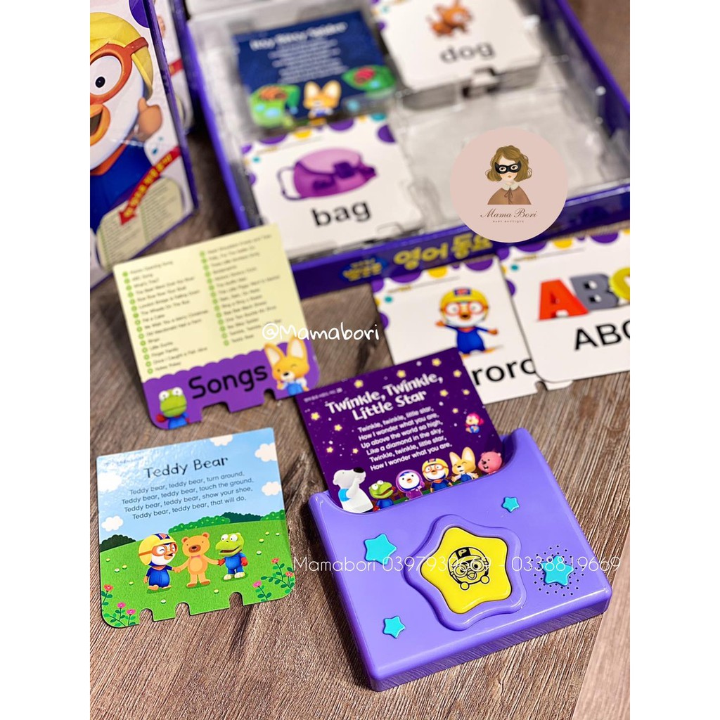 Set thẻ phát nhạc Pororo Hàn Quốc cho bé học Tiếng Anh