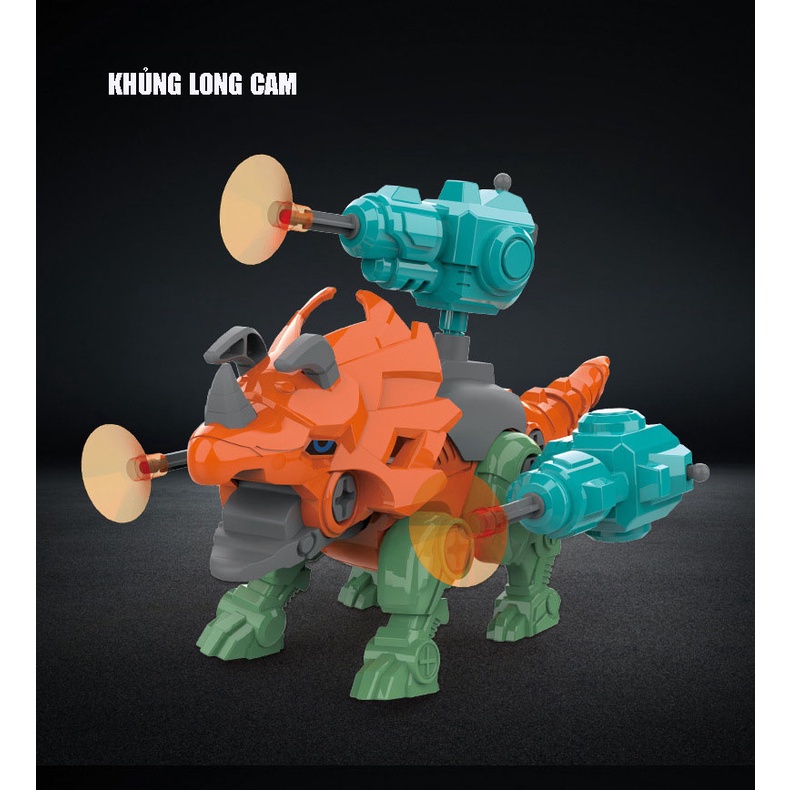 Đồ chơi 5 khủng long lắp ráp robot biến hình, kèm tô vít tháo lắp, khủng long bắn tên có hộp đựng cao cấp cho bé