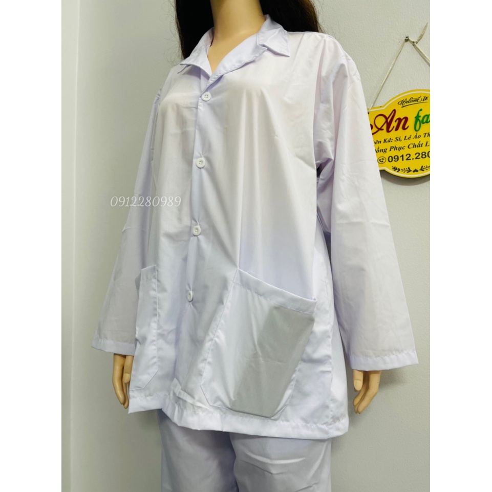 Áo Blouse y tế nam nữ tay dài túi vuông _ Hình chụp thật