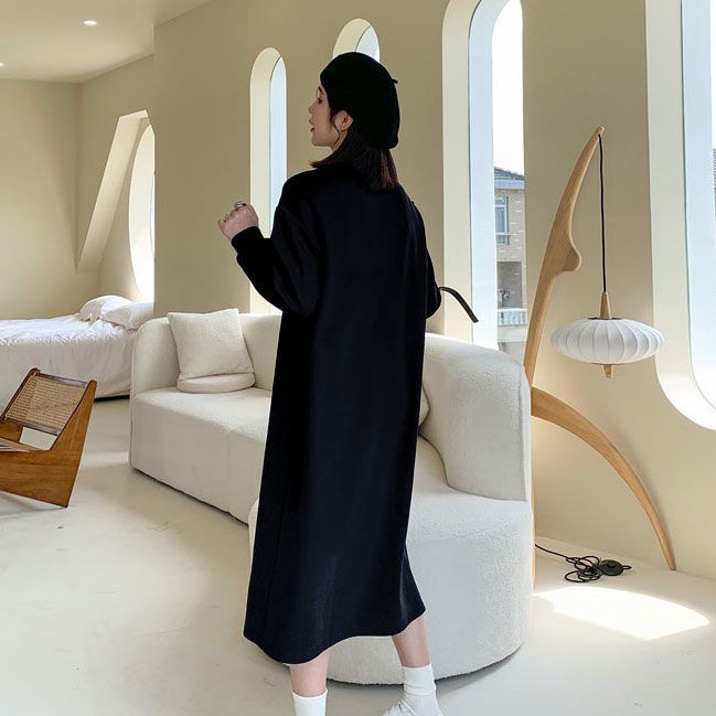 Đầm Ngủ Tay Dài Dáng Rộng In Chữ Phong Cách Hàn Quốc Thời Trang Thu Đông Cho Nữ