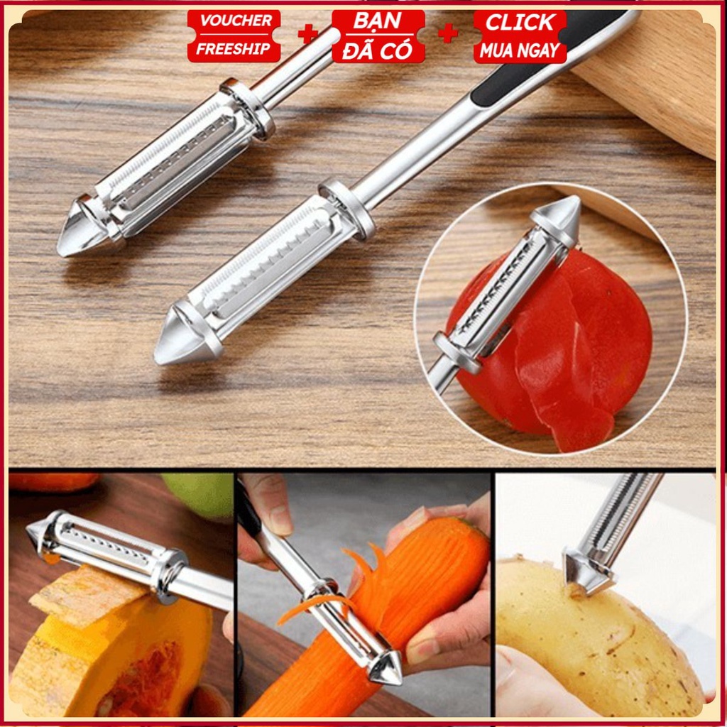 #Nạo rau củ quả Inox cao cấp đa năng 4 in 1 (Nạo vỏ và bào sợi) T2