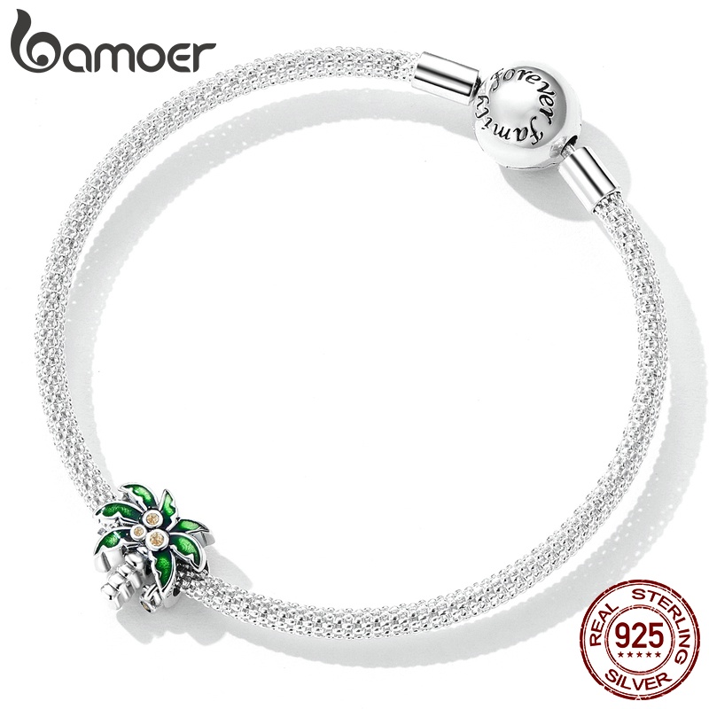 Charm BAMOER bạc 925 hình cây dừa thời trang DIY lắc tay cho nữ