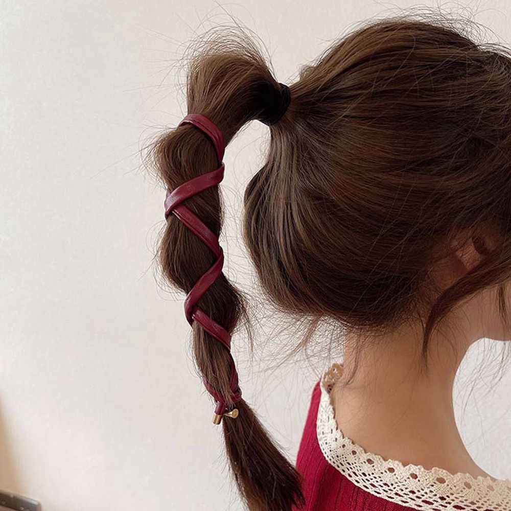 Dây Buộc Tóc Bằng Da Pu Có Thể Điều Chỉnh Nhiều Màu Sắc Phong Cách Hàn Quốc