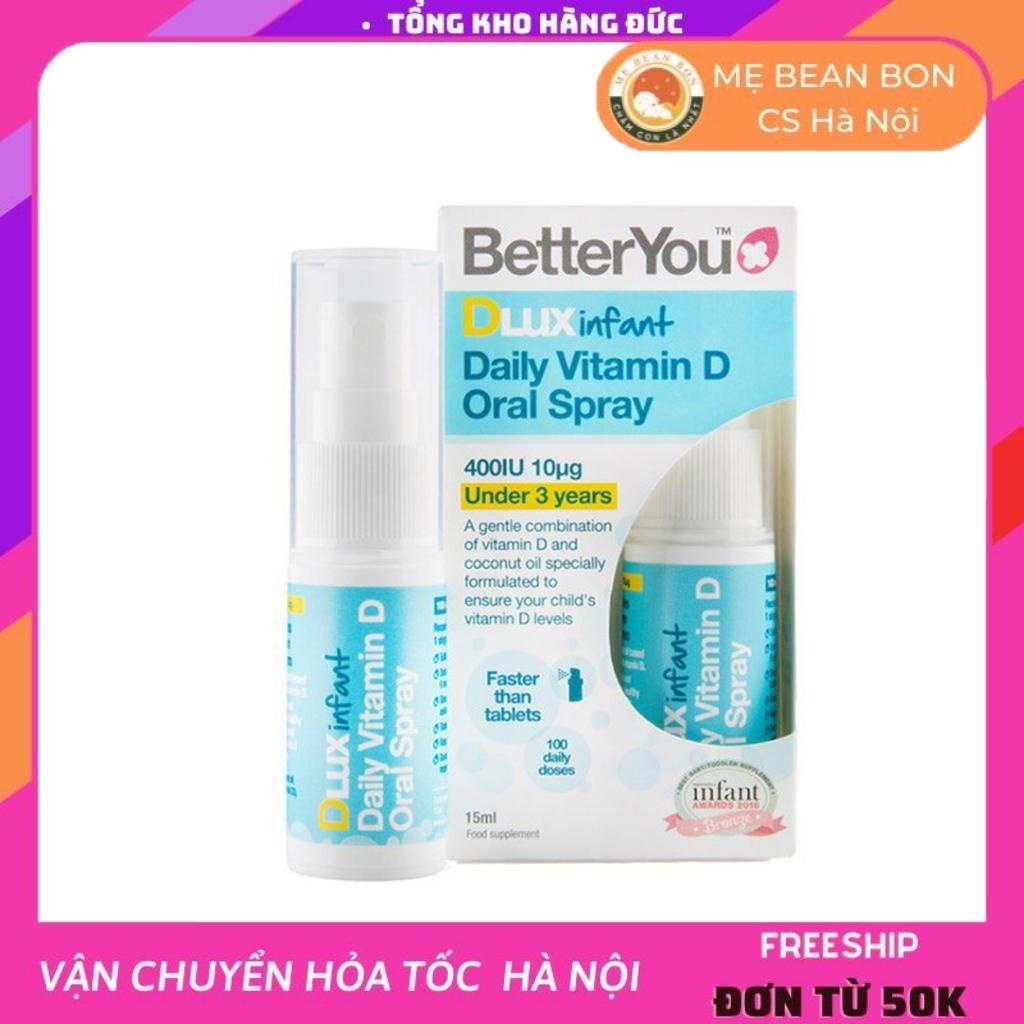 Vitamin D3 cho bé từ sơ sinh Dlux betterYou dạng xịt 15ml của Anh giúp hấp thu nhanh tốt hơn - mẹ bean bon