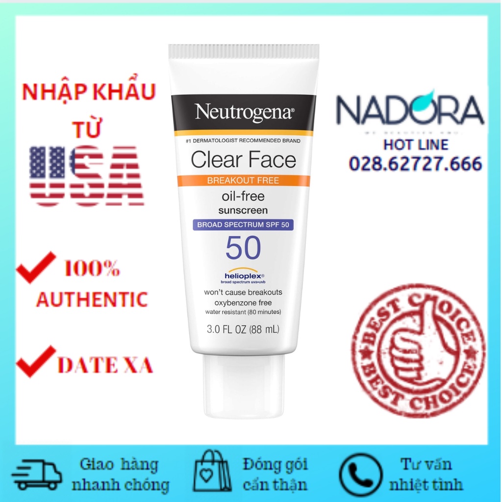 Kem chống nắng Neutrogena Clear Face SPF 50 - 88ml