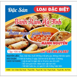 Bánh Ram Hà Tĩnh - Vỏ Ram - Bánh Đa Nem ( Loại Đặc Biệt ) 100 Lá