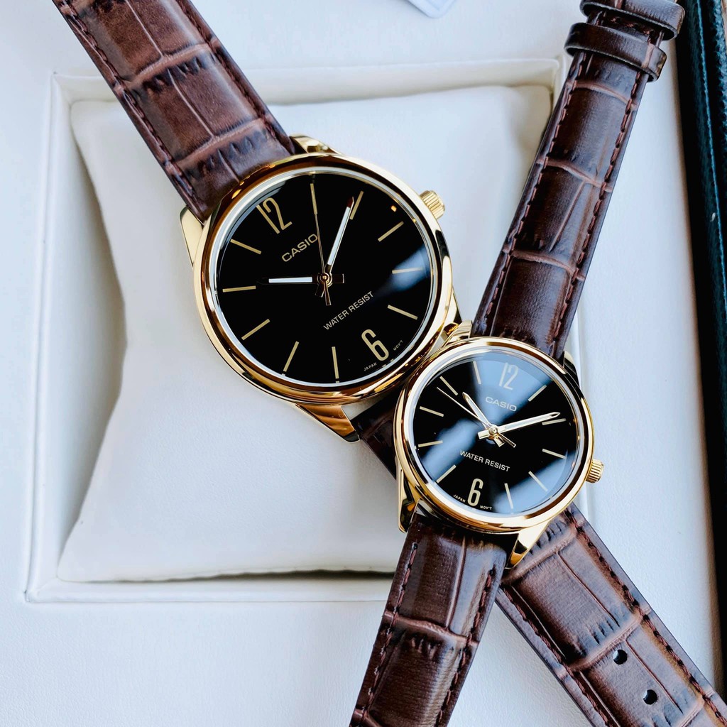 Đồng hồ cặp nam nữ giá rẻ Casio MTP-V005GL viềng Gold ThienLy Store