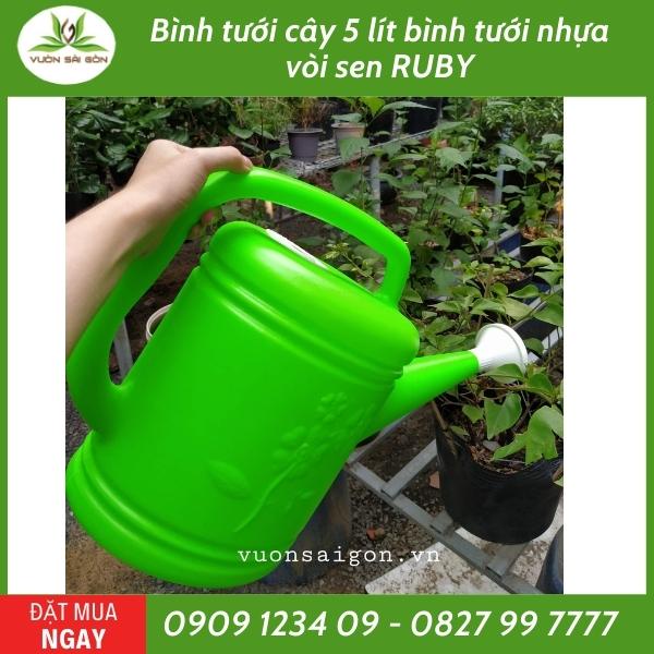 Bình nhựa tưới cây có vòi sen Ruby (5Lít) (Vườn Sài Gòn - Vuon Sai Gon)