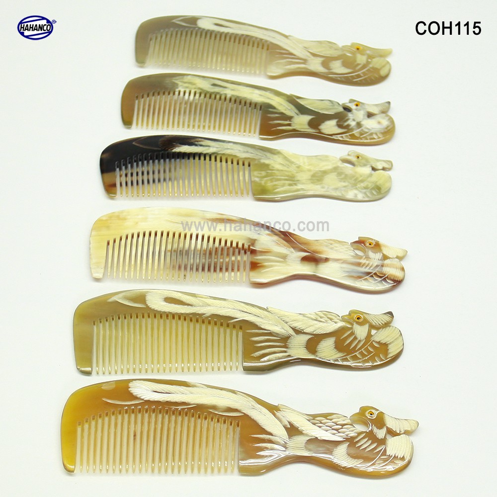 Lược sừng con Phượng - COH115 (Size: L - 18cm) Rất đẹp mắt- Horn Comb of HAHANCO - Chăm sóc tóc