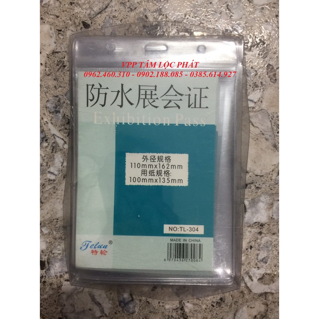 SỈ 100 BAO THẺ TÊN 304  chống thấm nước, KT 110*162mm - Thẻ đeo nhân viên