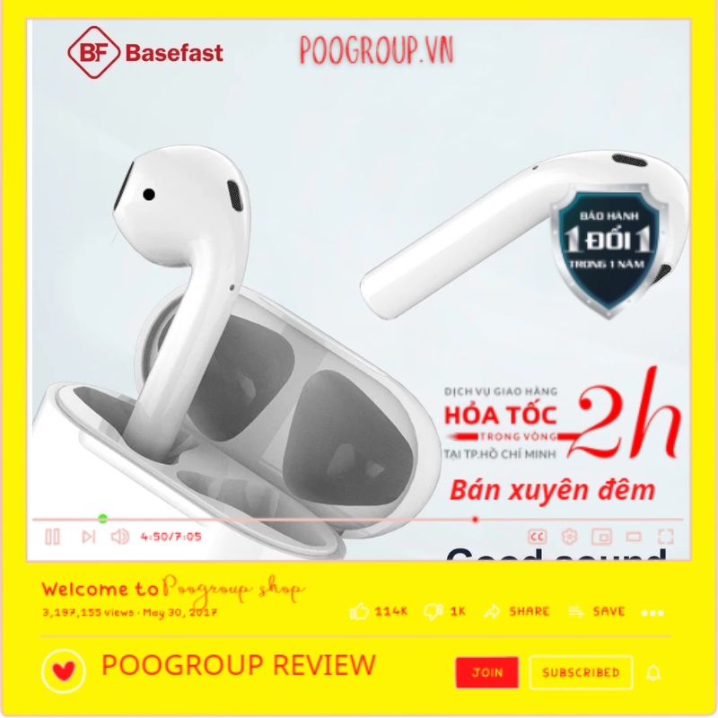 Tai nghe không dây blutooth cao cấp basefast BF02 nghe gọi 5h bảo hành 18 tháng lỗi 1 đổi 1 Poogroup