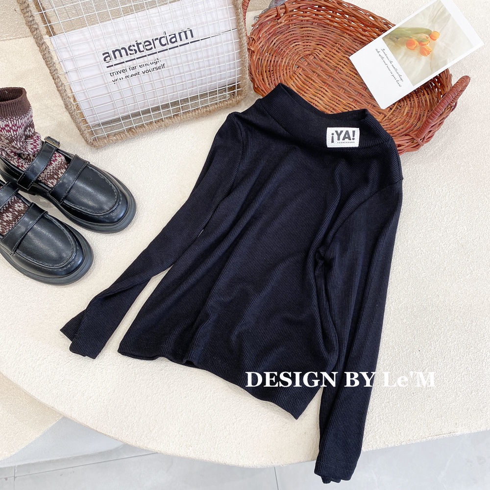 [Babycat] Hàng Có Sẵn Áo Thun Cổ Đứng Cao Co Giãn Cao Viền Sọc Phong Cách Nhật Bản Hàn Quốc Thời Trang Mùa Thu Cho Bé Trai Bé Gái