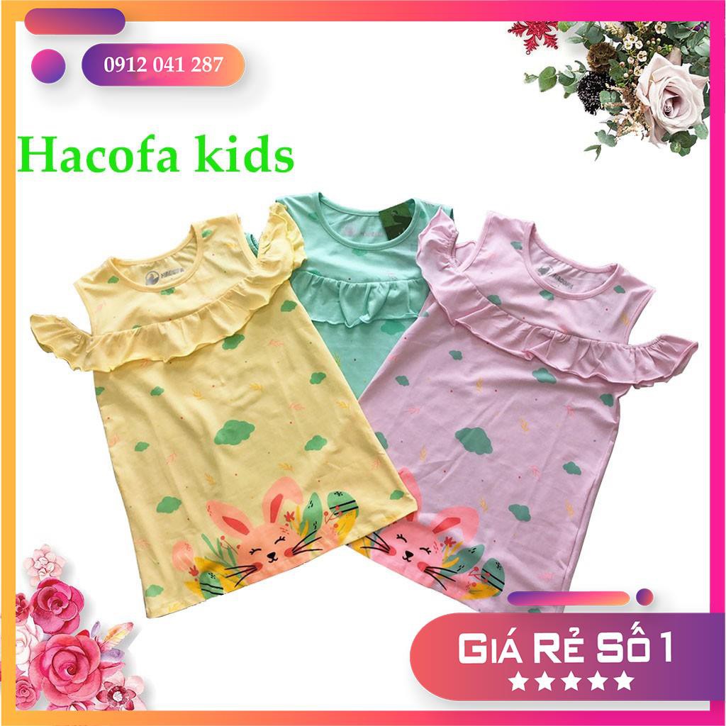 Quần Áo Trẻ Em🌈 Váy Bé Gái Trễ Vai🌈Chất Liệu Cotton Thoáng Mát🌈In hình thỏ🌈 Size 1 – 4🌈8kg đến 16kg