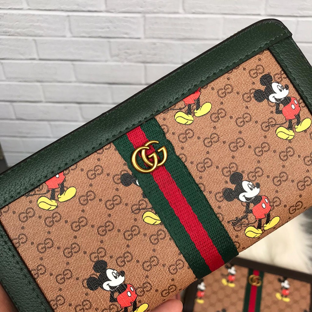 Ví Gucci Phối Khóa Kéo In Hình Chuột Mickey Dễ Thương