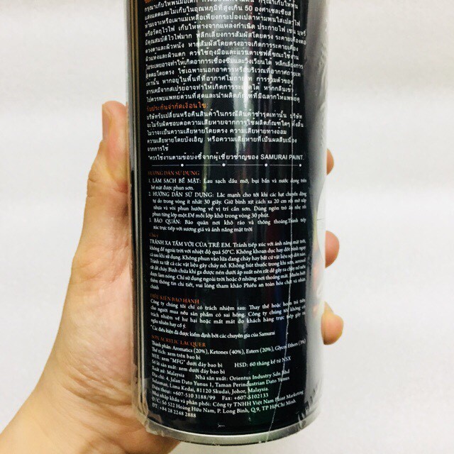 Sơn xịt Samurai - H111 MÀU BẠC SÁNG 400ML