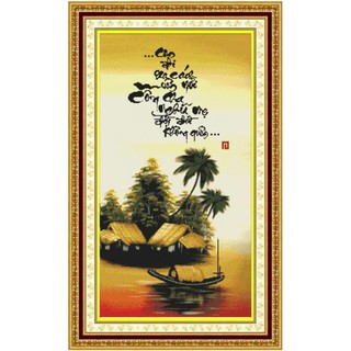 Tranh Thêu Chữ Thập (Thêu Toàn Bộ) Thư Pháp Cha Mẹ - Con Đi Xa Cách Muôn Nơi No16 (KHÁCH TỰ THÊU) KT:40X75CM