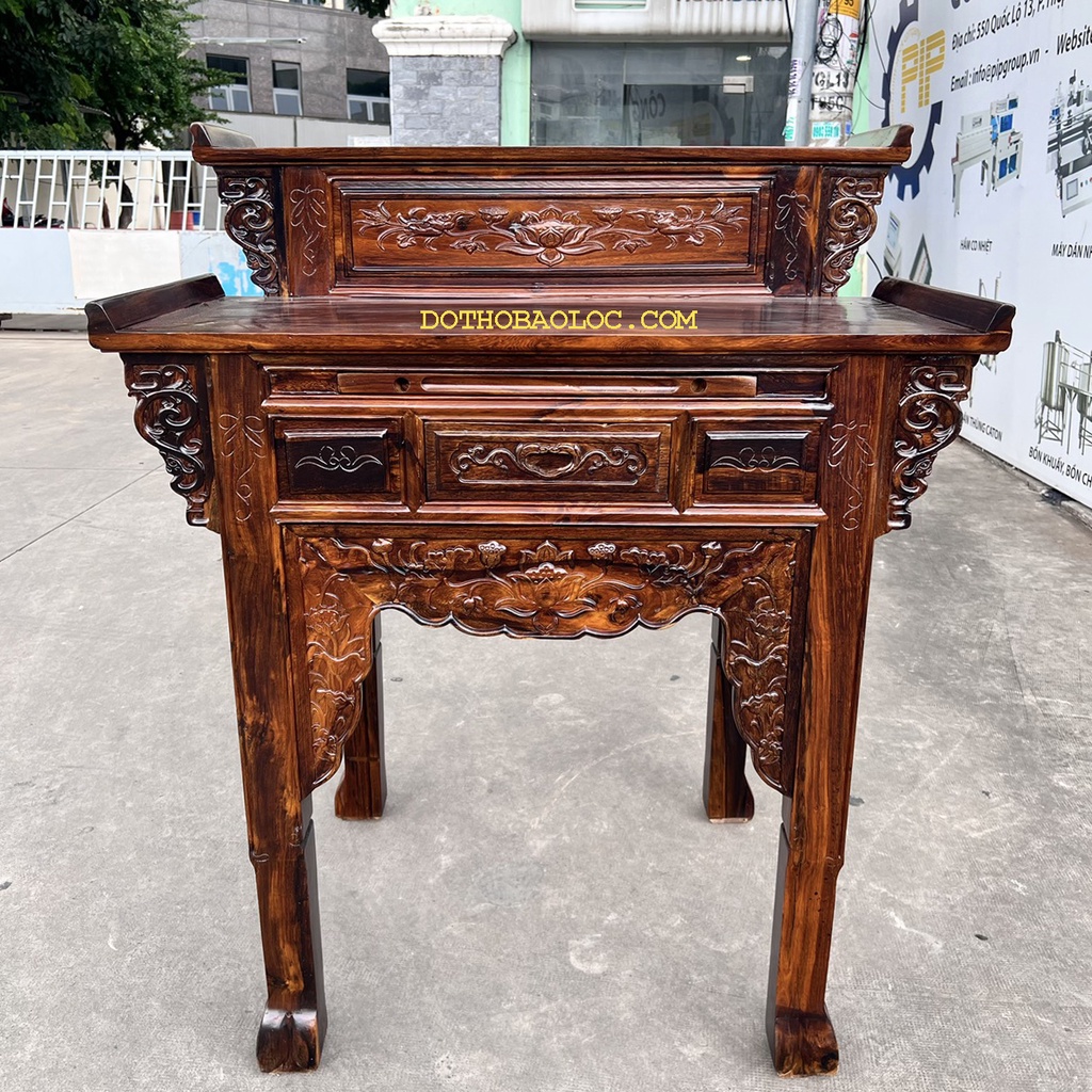 Bàn thờ gia tiên gỗ muồng 2 tầng ngang 1m07