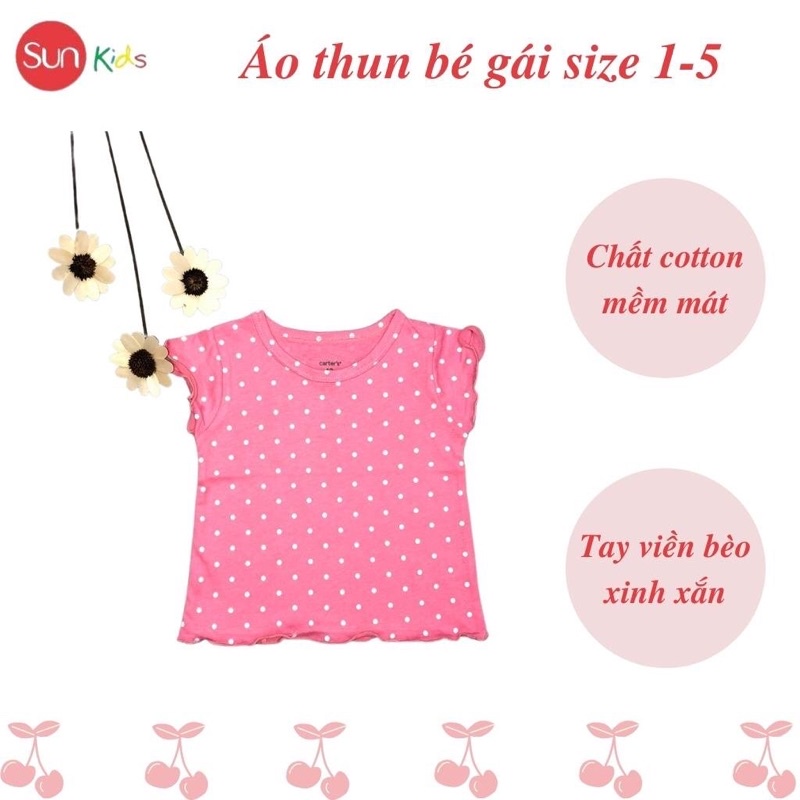 Áo thun cho bé gái, áo phông bé gái chất cotton mềm mát, size 1 - 5 tuổi - SUNKIDS1