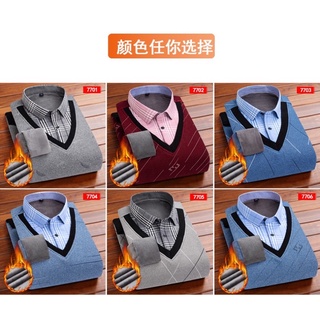 Áo len lót lông cổ sơ mi cho nam