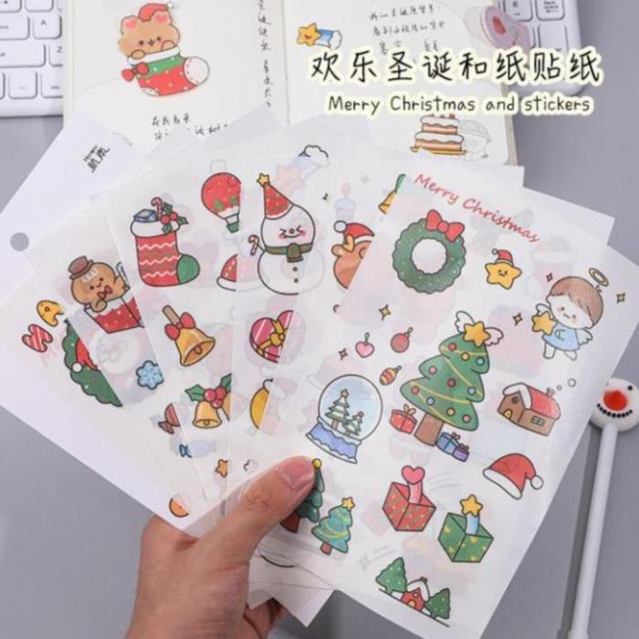 Bộ 6 miếng sticker giáng sinh noel 2020 (kích thước 13*22cm)