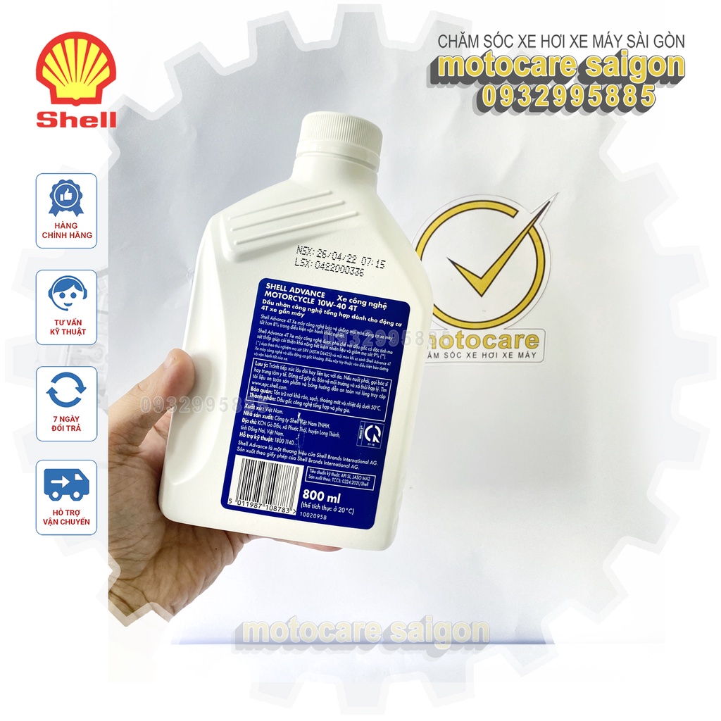 Dầu nhớt 4T Shell Advance TECHBIKE xe công nghệ 10W40 0.8L
