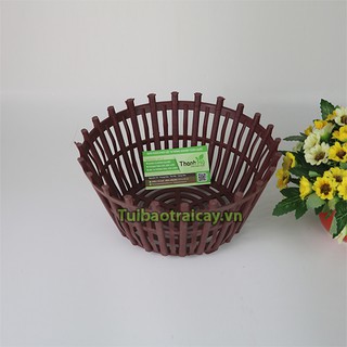 Chậu nhựa giả gỗ phi 25 có nan phụ dùng trồng Lan - CN7