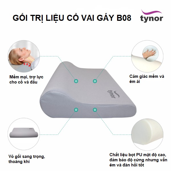 Gối nằm Tynor B08 chất liệu bọt PU tốt cho cột sống cổ