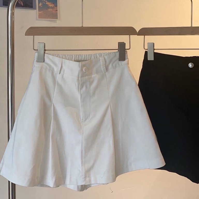 Chân váy kaki basic xếp ly mẫu mới_002 babydoll chất đẹp mầu trắng, đen xiao shop