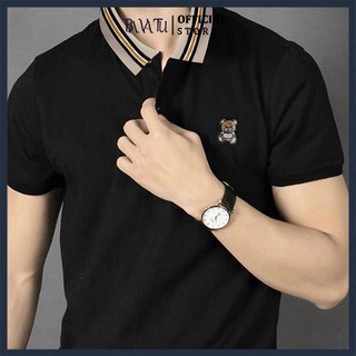 Áo Polo Nam thiết kế, áo polo có cổ ngực thêu gấu đẹp mỹ mãn áo thun nam cổ bẻ phong cách thời trang nam cao cấp Bavatu