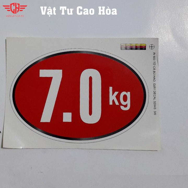 Tem số ký máy giặt Tem kg