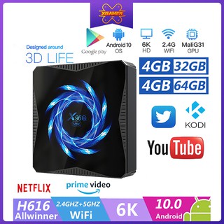 Tv Box X96Q Max Android 10 4g 64gb 2.4g & 5g Dual Wifi Ac 6k Google 4k Tvbox Bt5.0 Youtbe