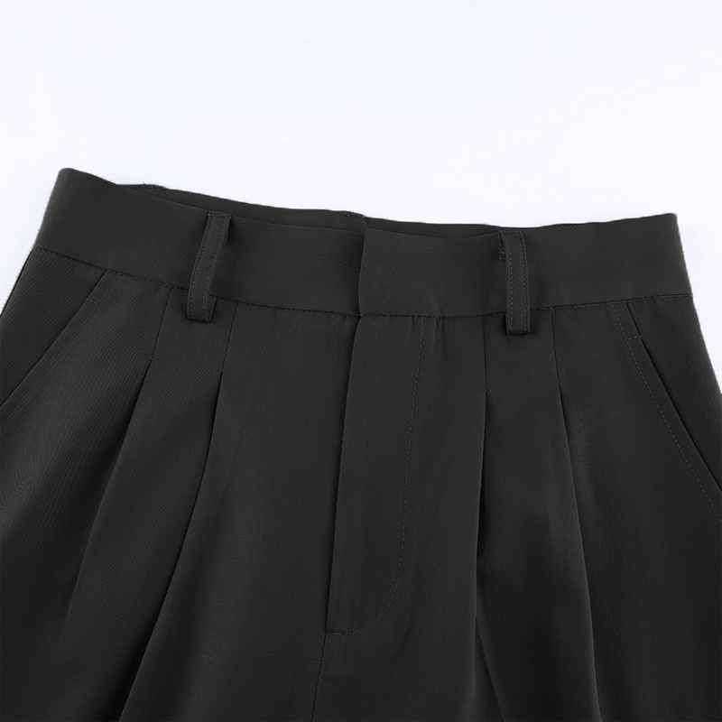 DUNEA Quần Dài Lưng Cao Phối Túi Thiết Kế Màu Trơn Thanh Lịch Thời Trang Công Sở