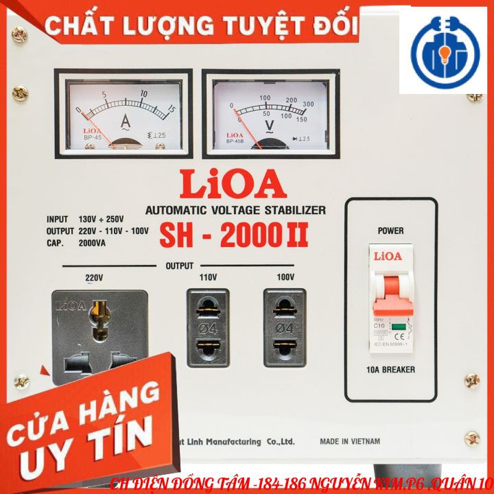 ⚡CHÍNH HÃNG⚡ Ổn áp 1 pha LIOA SH-2000 II 2.0kVA điện áp vào 150V(130V) - 250V .
