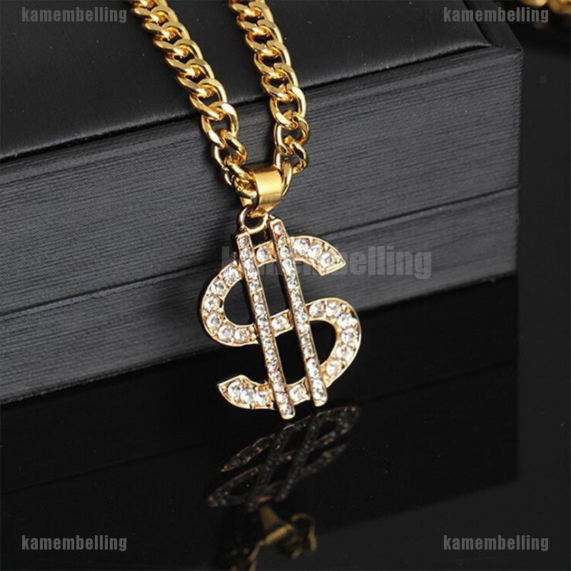 [KAM] Vòng cổ Mạ Vàng Mặt Đồng Đô La Đính Pha Lê Pimp Hip Hop