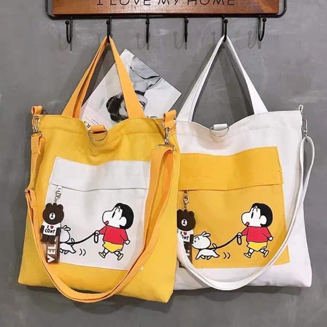 Túi tote vải thời trang hình cậu bé Shin