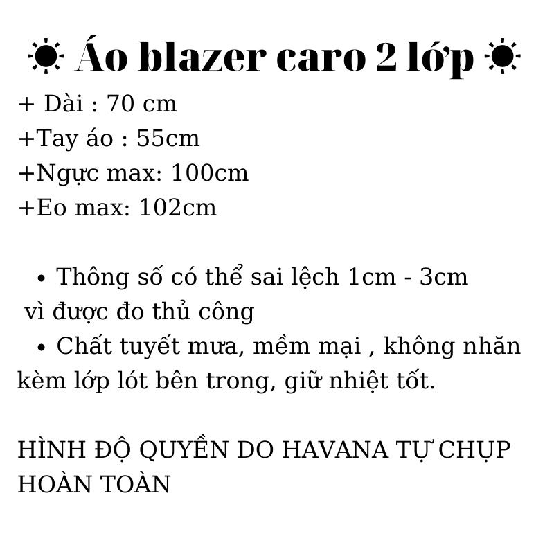 Áo khoác blazer nữ 2 lớp, áo blazer kẻ 2 lớp