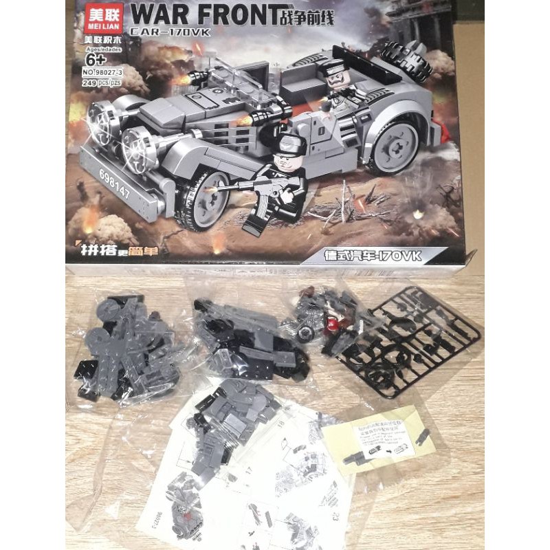 Lắp ráp 1 hộp Lego-War Xe Jeep 98027 có 248 chi tiết bằng nhựa rất đẹp