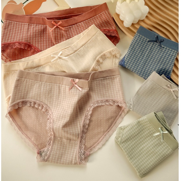 Quần Lót Cotton Kẻ Caro Siêu Dễ Thương Dành Cho Bạn Nữ