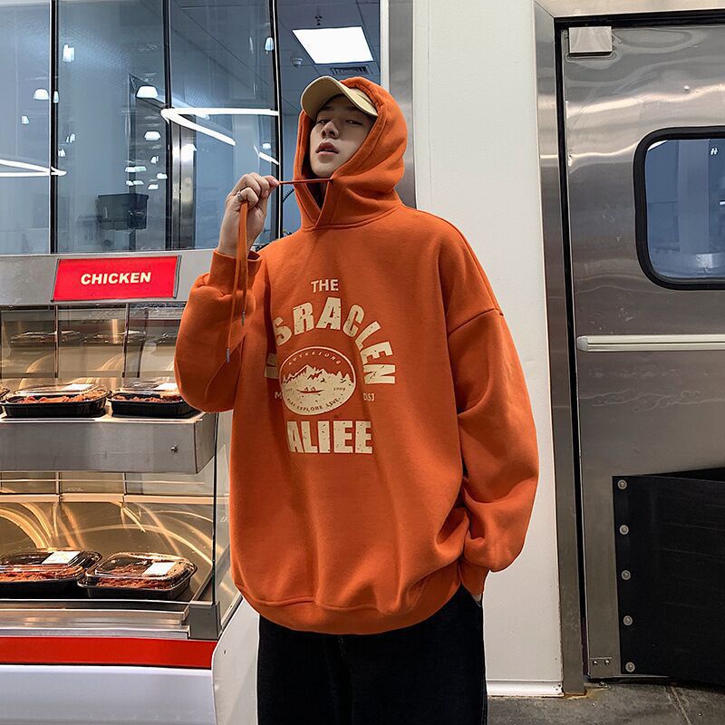 Áo hoodie AOKANG dáng rộng lot nhung phong cách Hàn Quốc thời trang mùa thu dễ phối đồ cho nam